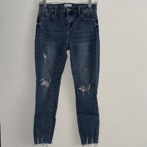Pistola Dark Blue Distressed Cropped Jeans
